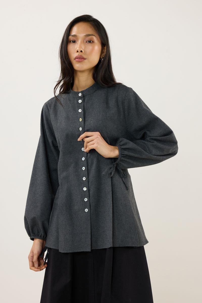 Kol Bağcıklı Kalın Gömlek Antrasit