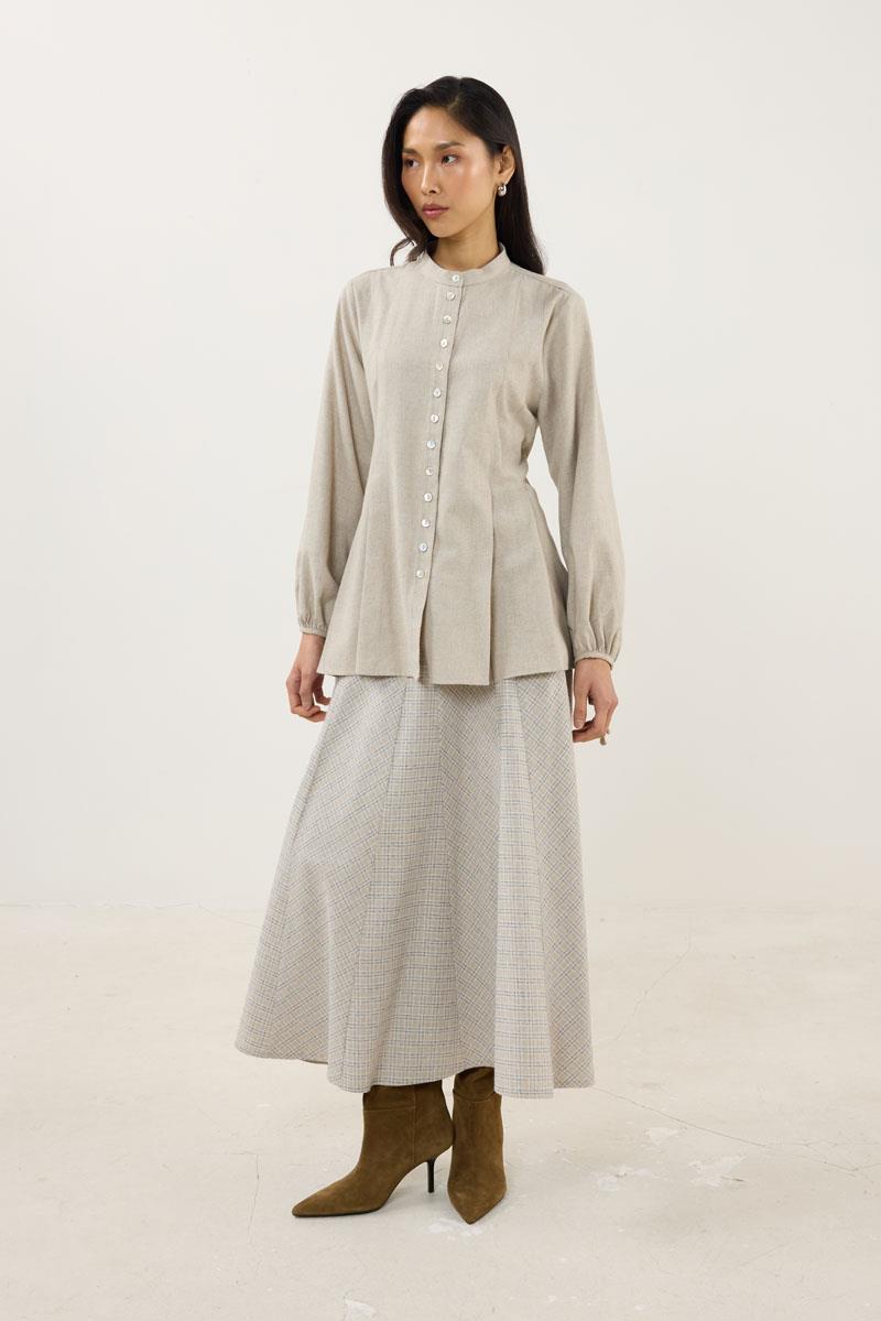 Kol Bağcıklı Kalın Gömlek Bej