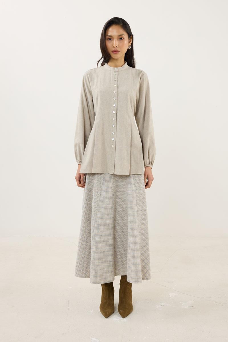 Kol Bağcıklı Kalın Gömlek Bej