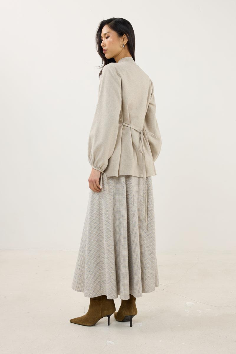 Kol Bağcıklı Kalın Gömlek Bej