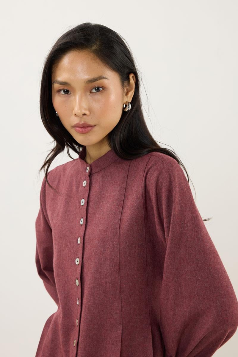 Kol Bağcıklı Kalın Gömlek Bordo