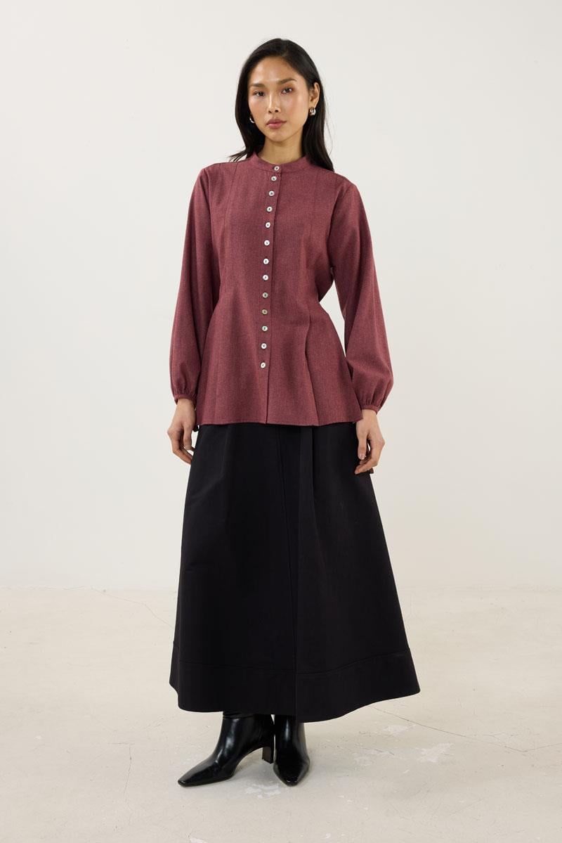 Kol Bağcıklı Kalın Gömlek Bordo