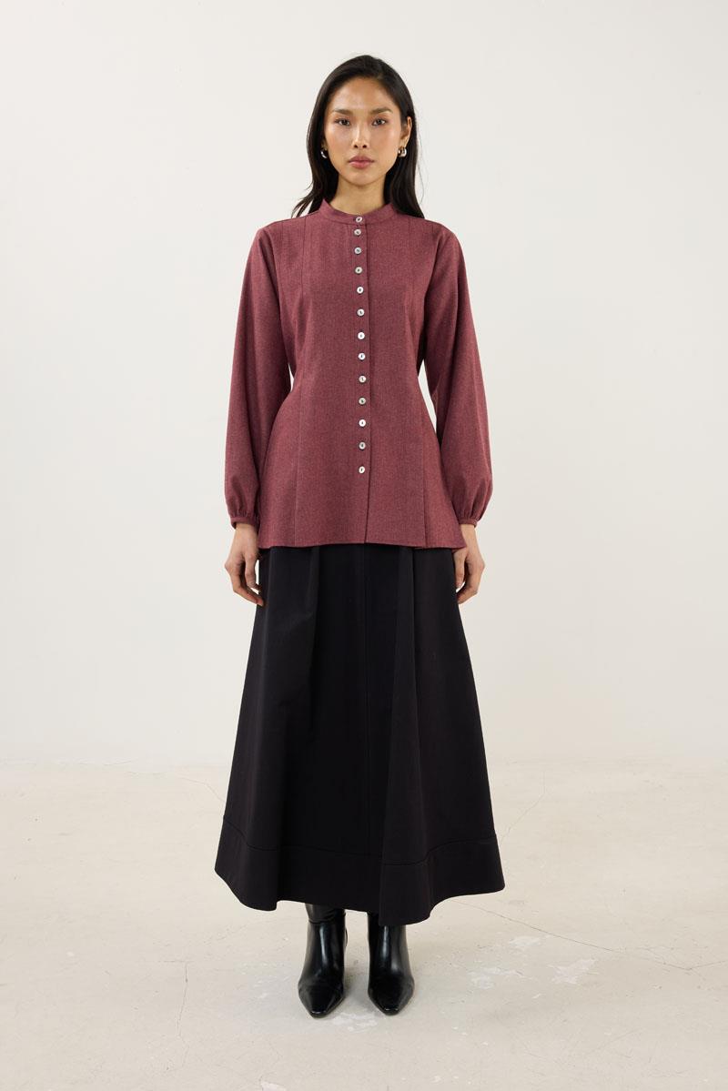 Kol Bağcıklı Kalın Gömlek Bordo