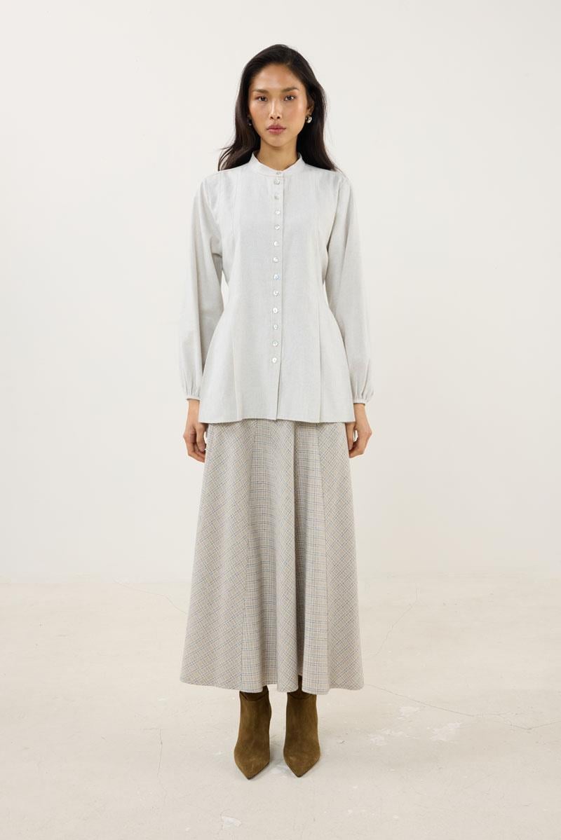 Kol Bağcıklı Kalın Gömlek Ekru