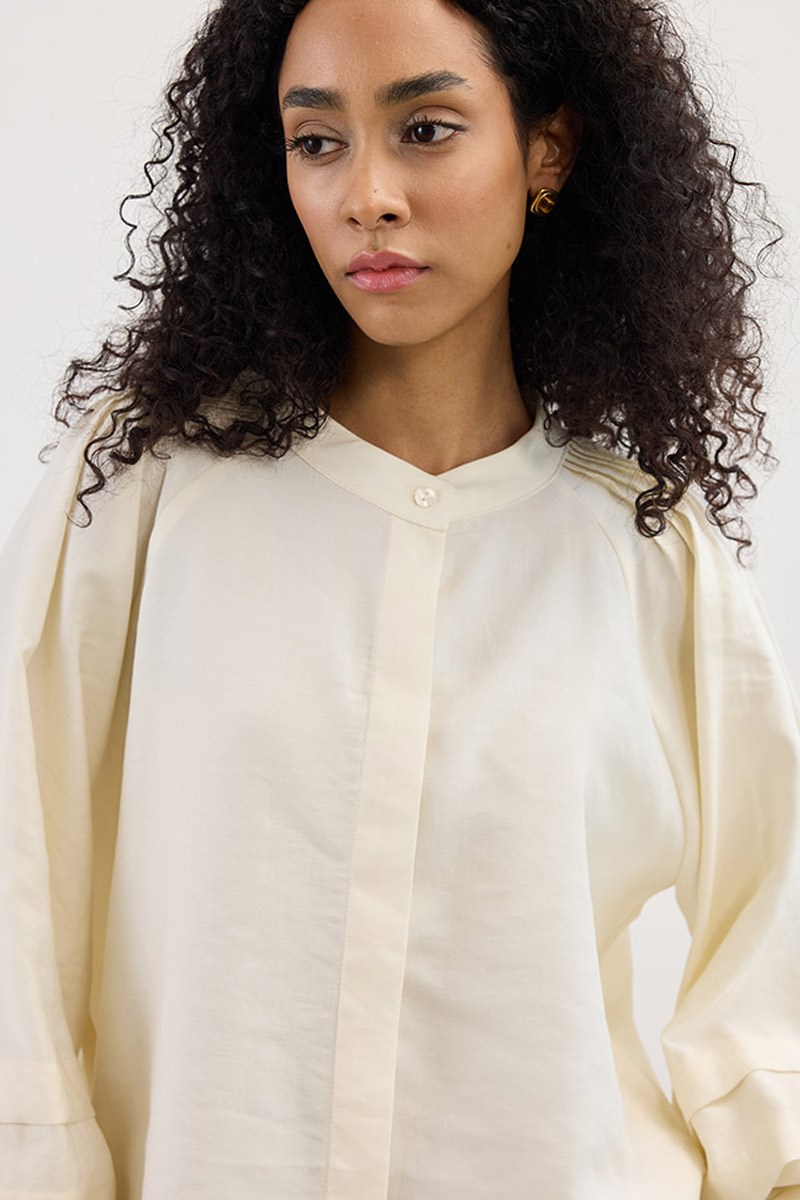 Kol Katmanlı Gömlek Ekru