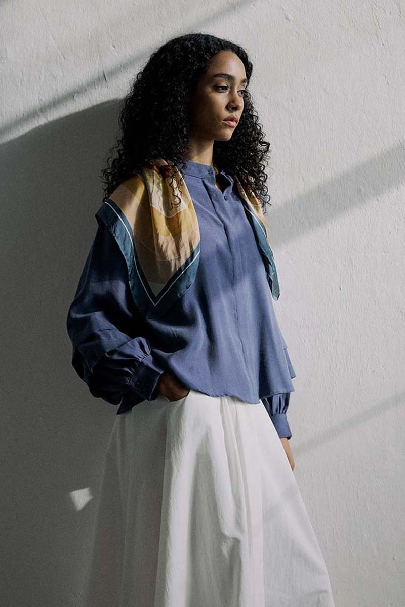 Kol Katmanlı Gömlek İndigo