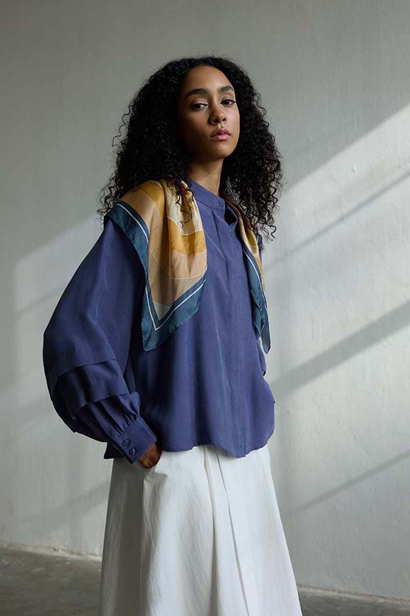 Kol Katmanlı Gömlek İndigo