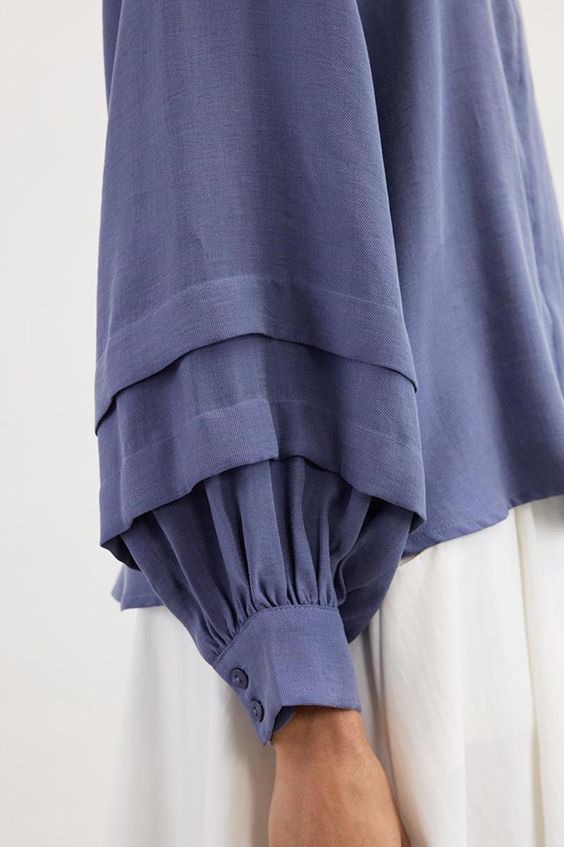 Kol Katmanlı Gömlek İndigo