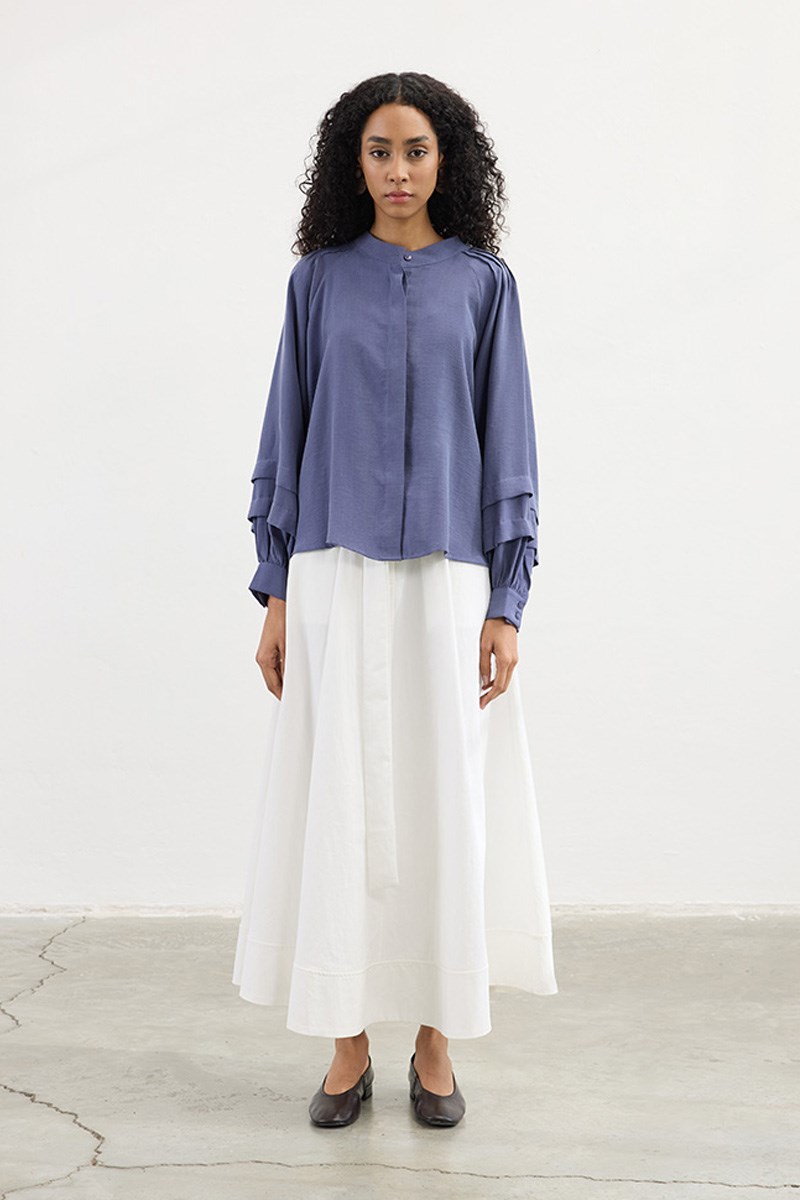 Kol Katmanlı Gömlek İndigo