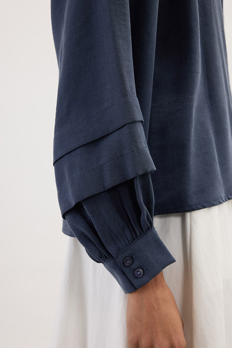 Kol Katmanlı Gömlek Lacivert