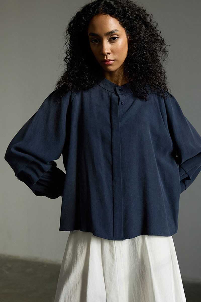 Kol Katmanlı Gömlek Lacivert