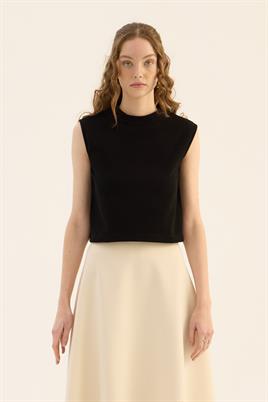 Kolsuz Triko Bluz Siyah