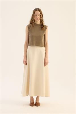 Kolsuz Triko Bluz Vizon