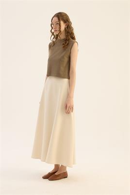 Kolsuz Triko Bluz Vizon