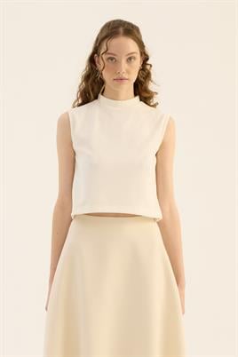 Kolsuz Triko Bluz Ekru