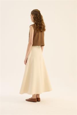 Kolsuz Triko Bluz Koyu camel