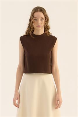 Kolsuz Triko Bluz Acı kahve