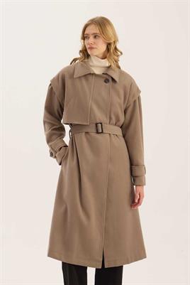 Kolu Çıkabilen Kaşe Kaban Vizon