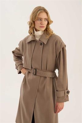 Kolu Çıkabilen Kaşe Kaban Vizon