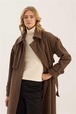 Kolu Çıkabilen Kaşe Kaban Kahverengi