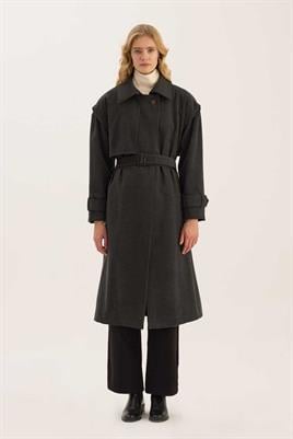 Kolu Çıkabilen Kaşe Kaban Antrasit