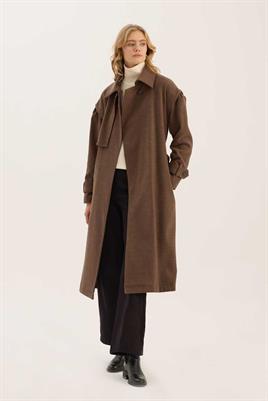 Kolu Çıkabilen Kaşe Kaban Kahverengi