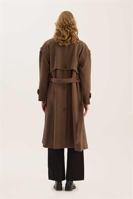 Kolu Çıkabilen Kaşe Kaban Kahverengi