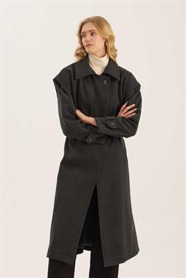 Kolu Çıkabilen Kaşe Kaban Antrasit