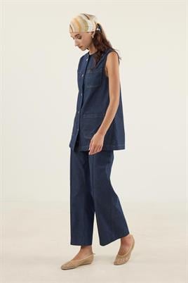 Kontrast Kot Yelek Camel Dikişli