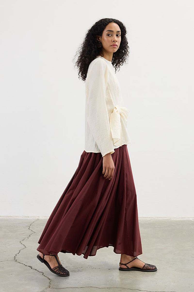 Köprü Detaylı Bluz Ekru