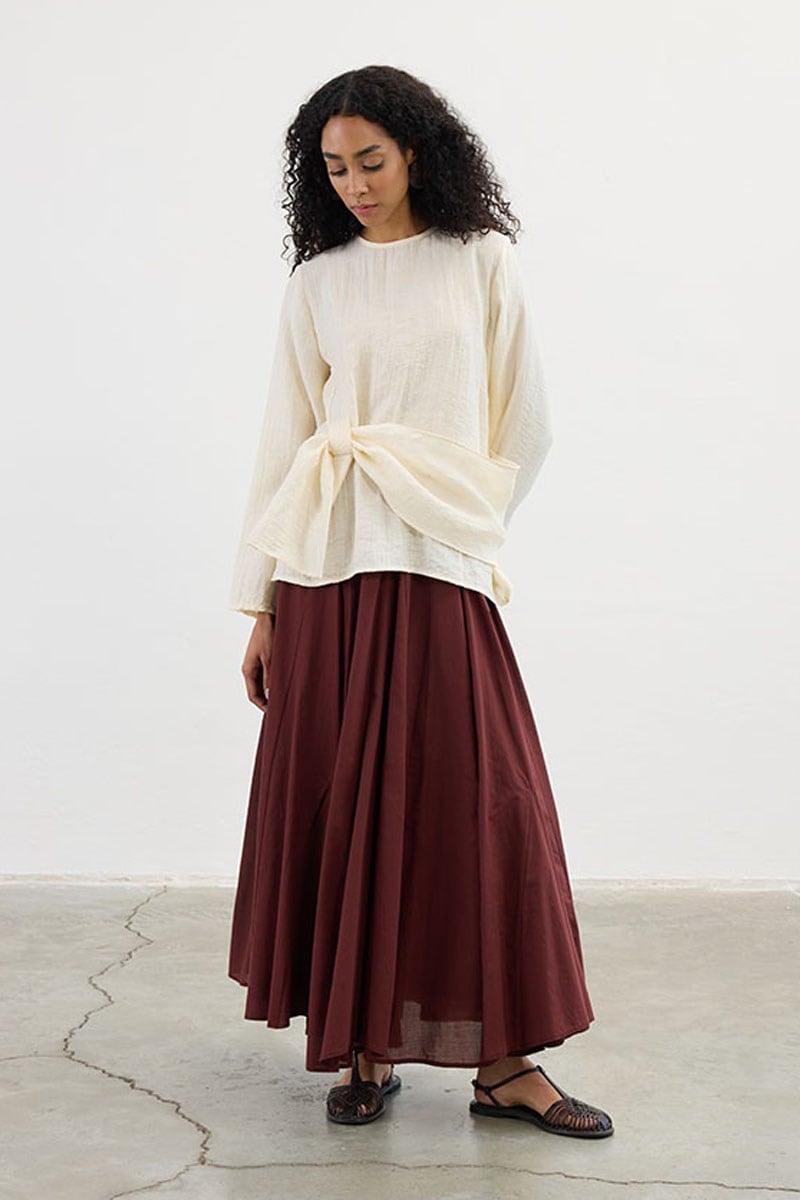 Köprü Detaylı Bluz Ekru