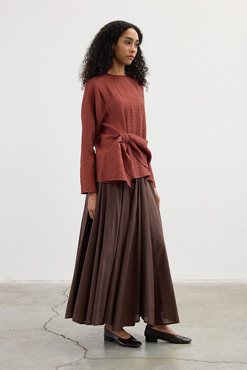 Köprü Detaylı Bluz Kiremit