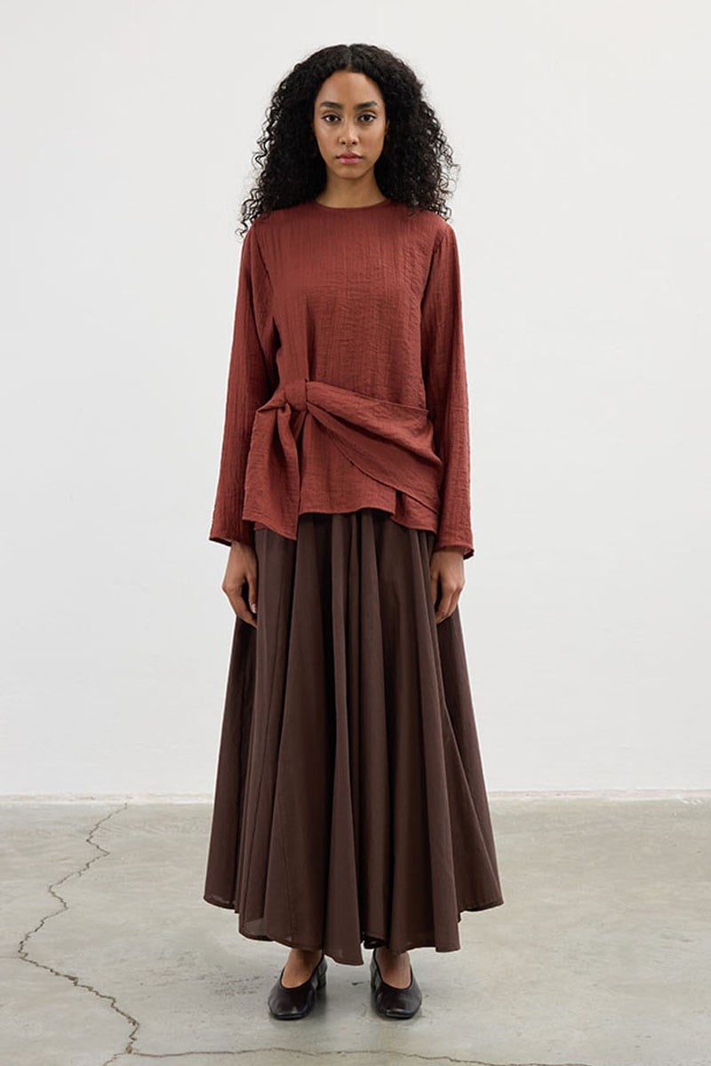 Köprü Detaylı Bluz Kiremit