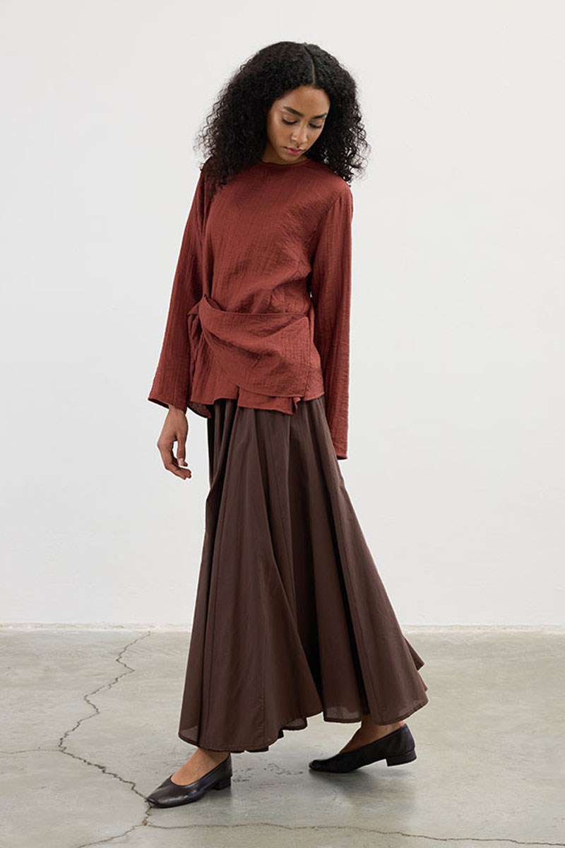 Köprü Detaylı Bluz Kiremit