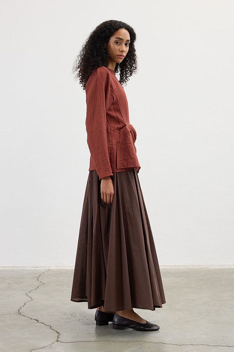 Köprü Detaylı Bluz Kiremit