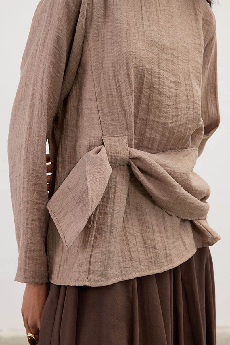 Köprü Detaylı Bluz Vizon