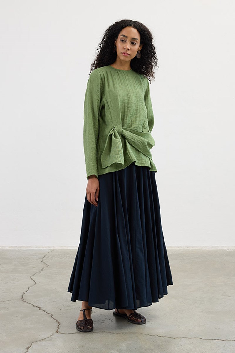 Köprü Detaylı Bluz Yeşil