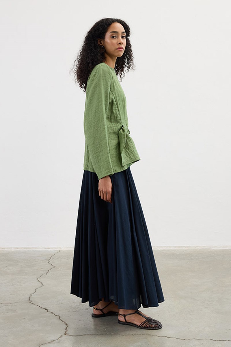 Köprü Detaylı Bluz Yeşil