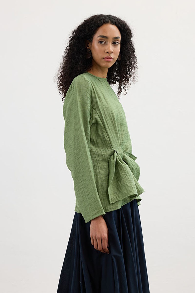 Köprü Detaylı Bluz Yeşil