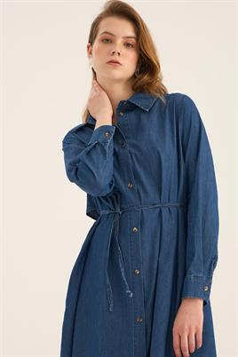 Kot Gömlek Elbise Lacivert