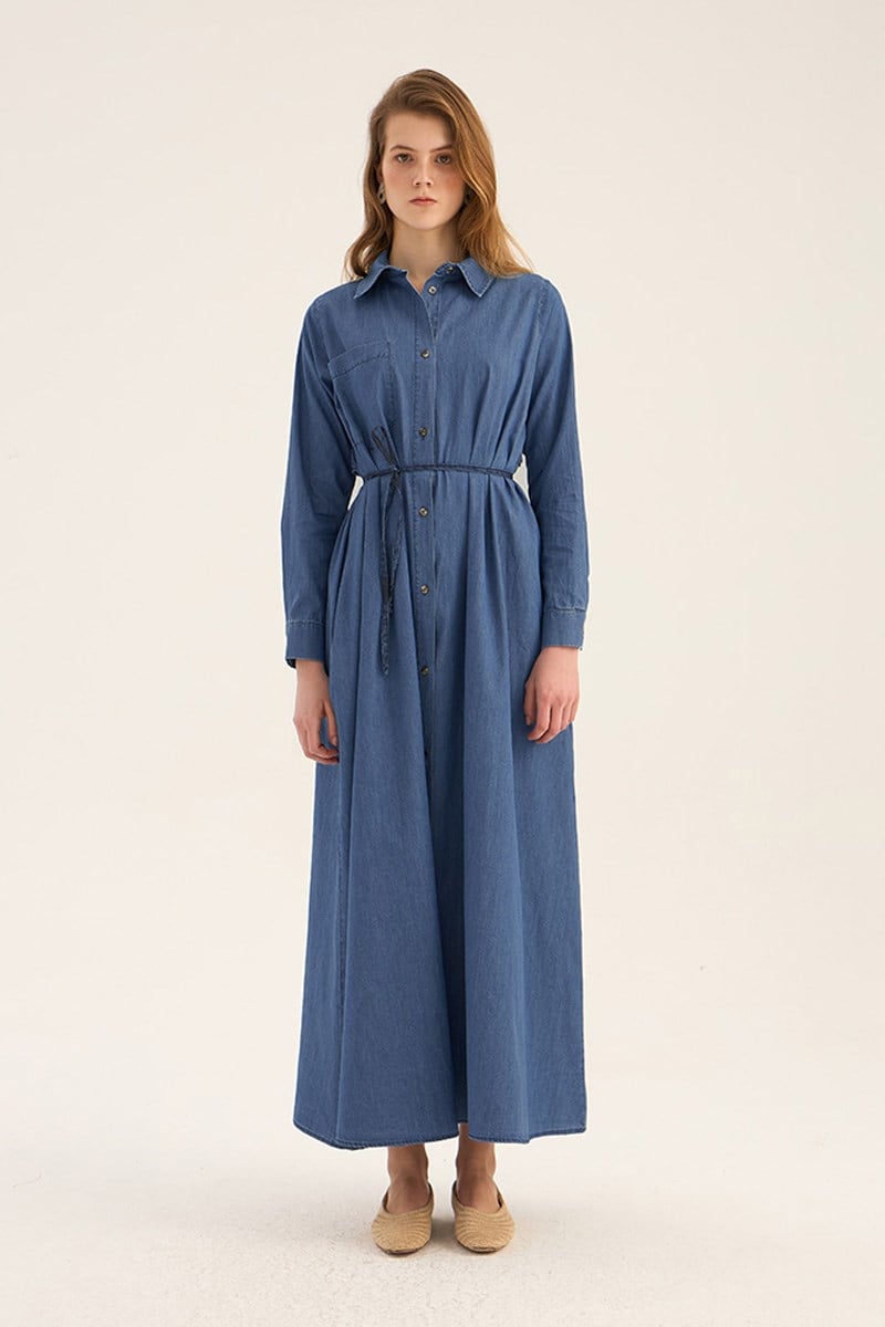 Kot Gömlek Elbise Açık mavi