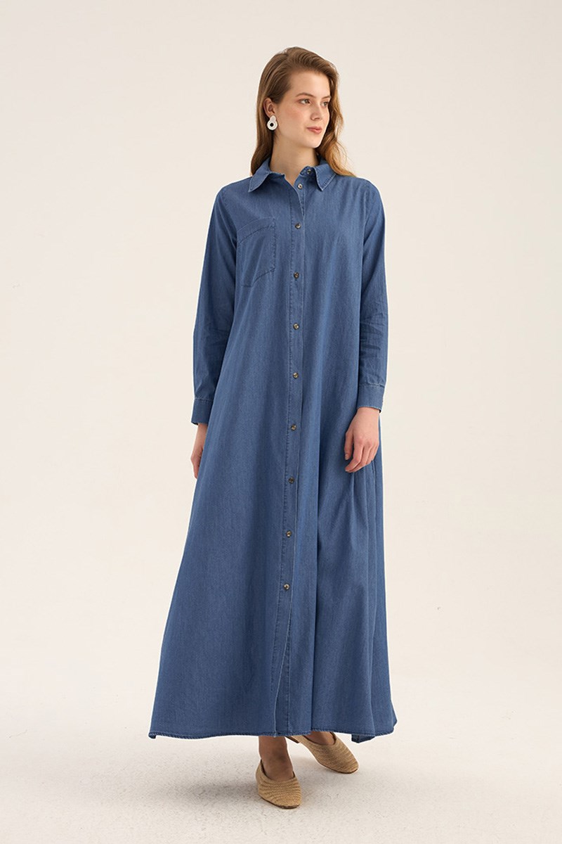 Kot Gömlek Elbise Açık mavi