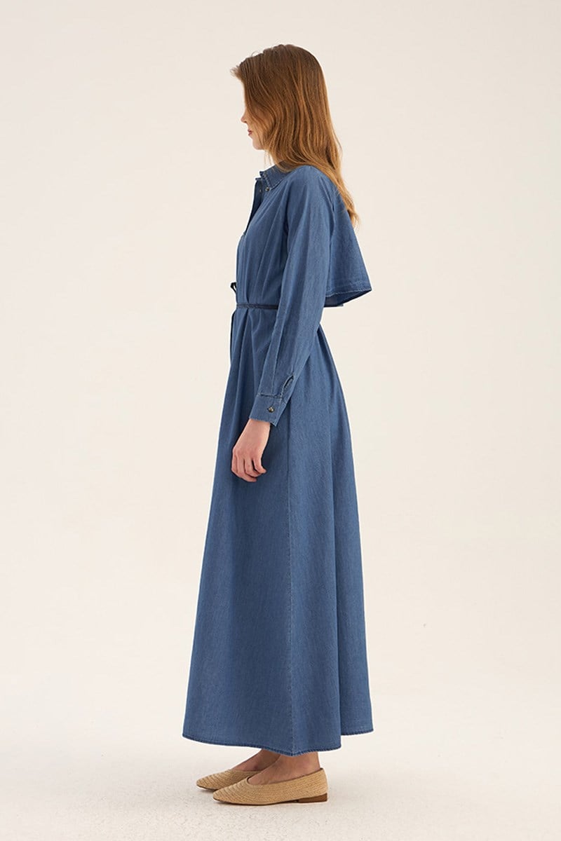 Kot Gömlek Elbise Açık mavi