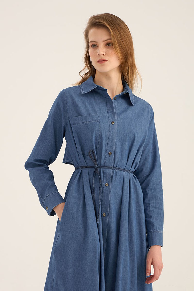 Kot Gömlek Elbise Açık mavi