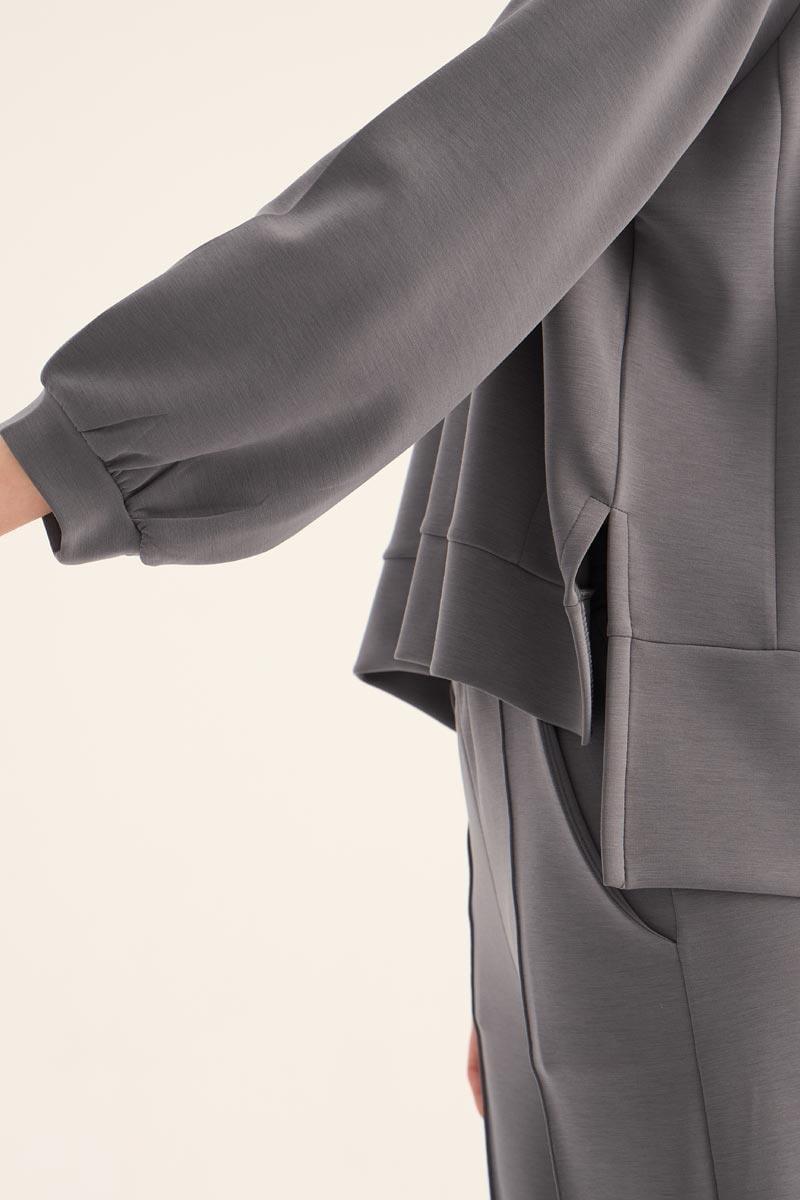 Koyu Gri Kısa Sweatshirt Eşofman Takımı