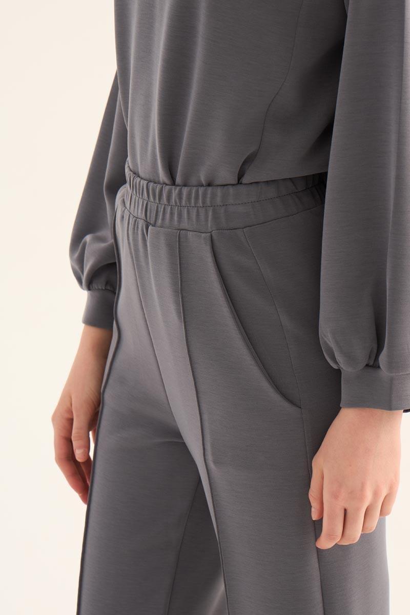 Koyu Gri Kısa Sweatshirt Eşofman Takımı