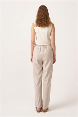 Lastikli Keten Pantolon Taş