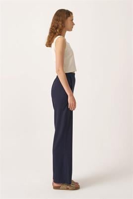 Lastikli Keten Pantolon Lacivert