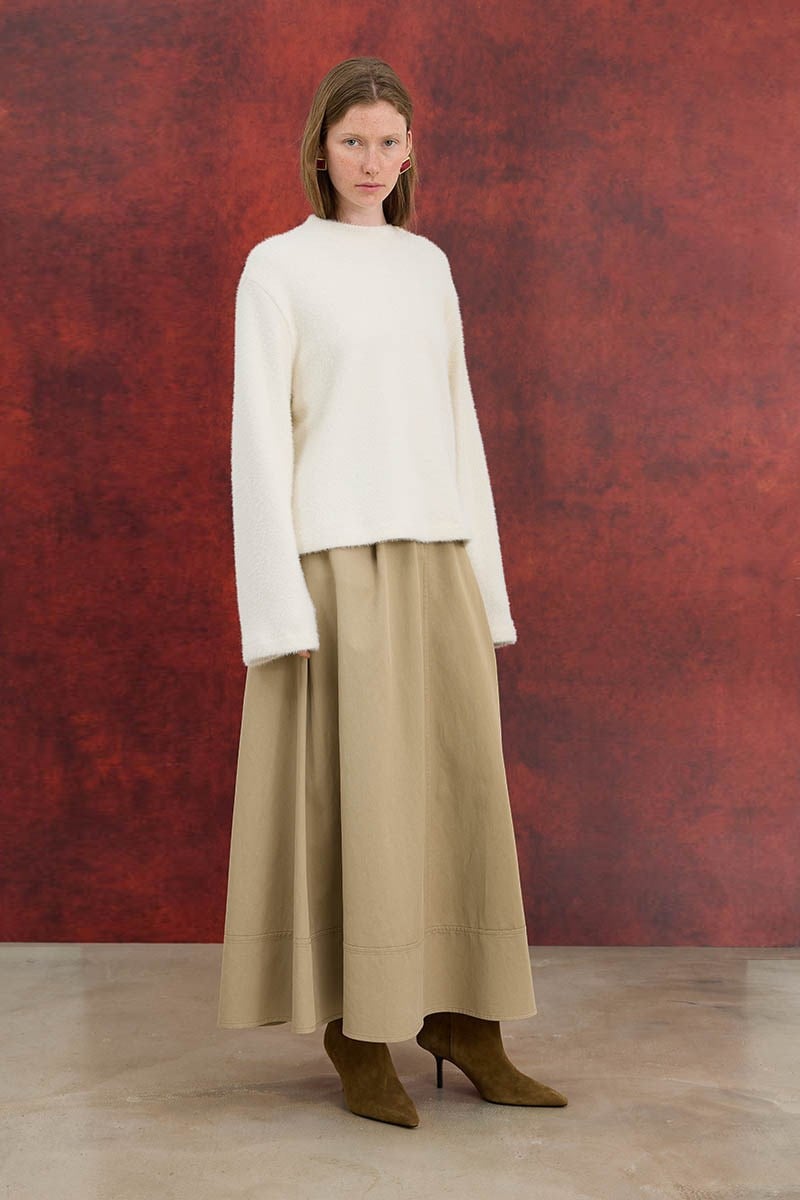 Liyosel Karışımlı Gabardin Etek Camel