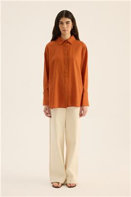 Manşet Detaylı Gömlek Turuncu